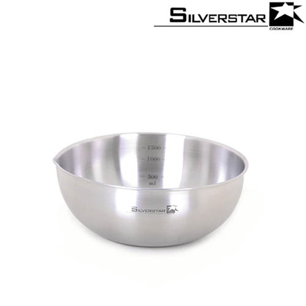 [SILVERSTAR] Stainless Steel Mixing Bowl Small 20cm – Durable, Stain & Odor Resistant, Built-In Measuring Scale, No-Spill Water Nozzle Design - Made in Korea